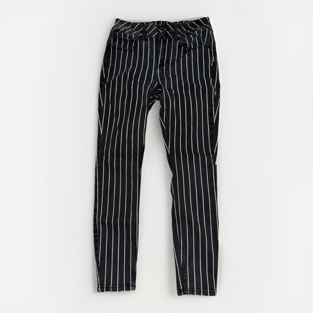 Hot Topic High Rise Super Skinny Striped Jeans Black Size 9 Women’s 28x28 Goth